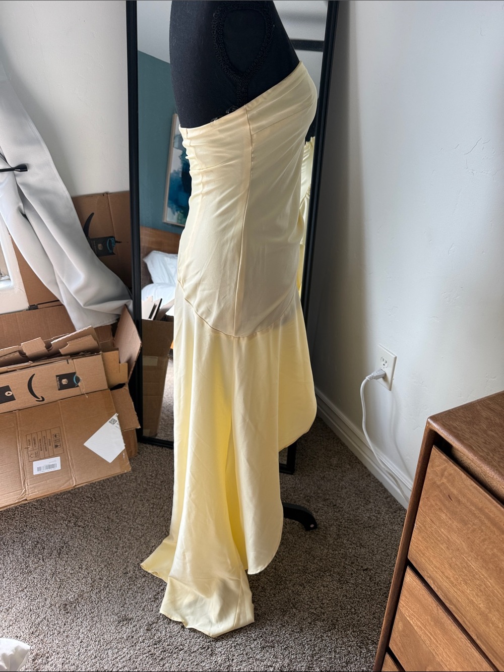 New Peppermayo Strapless Pale Yellow High-Low Dress - Picture 5 of 5